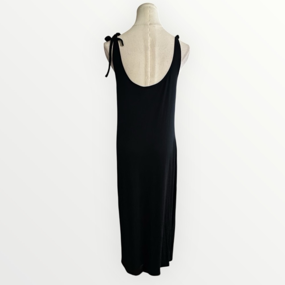 REISTOR Tie-Detail Maxi Dress Black Slits Tank Soft Casual Designer S Vacation - Picture 8 of 12